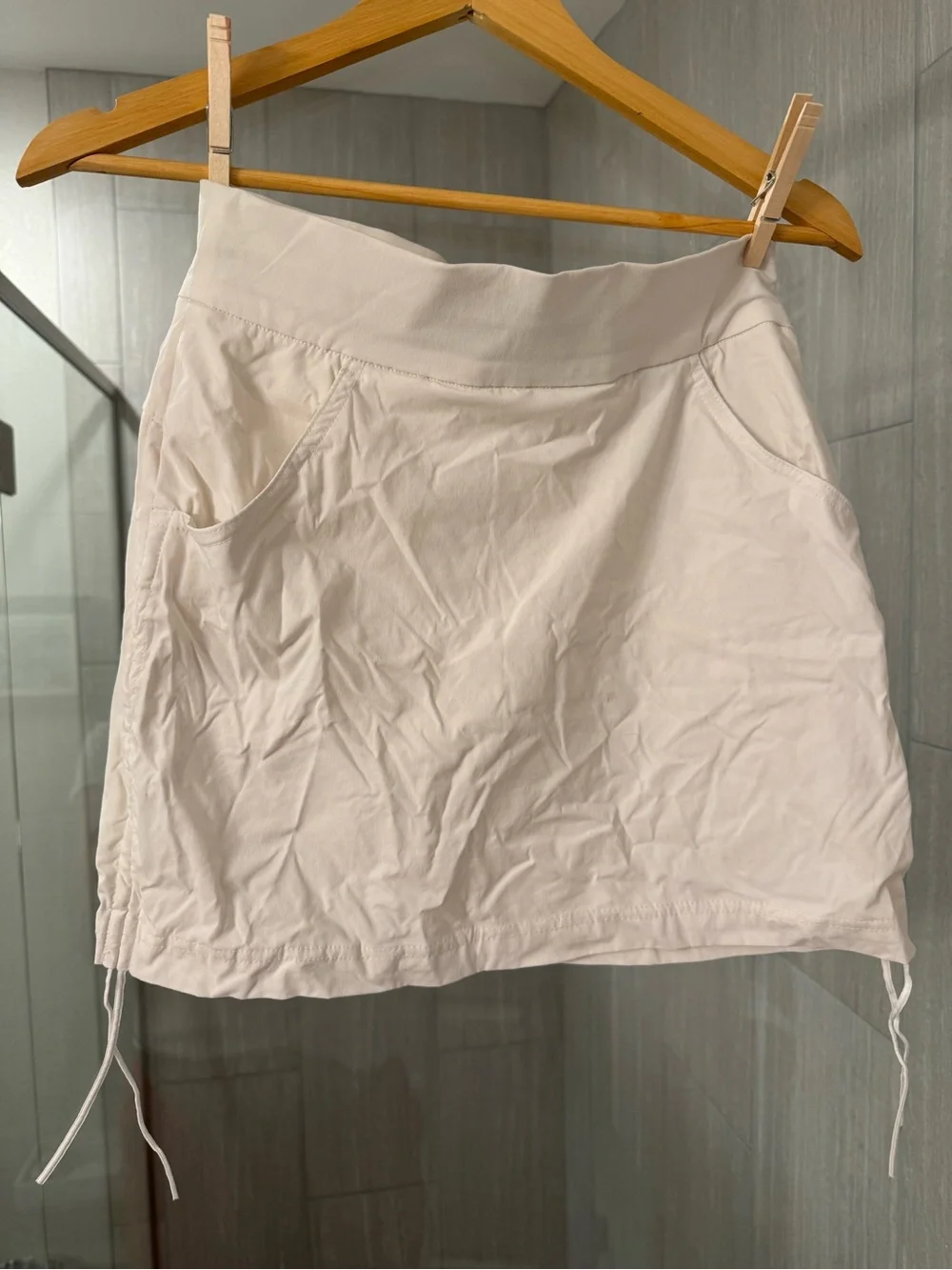 Columbia Cream Drawstring Mini Skirt